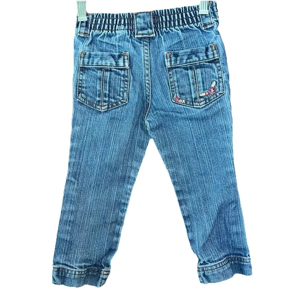 VINTAGE OSHKOSH BGOSH Toddler Girl Jeans Floral 2T Cottagecore 90s Y2K Classic